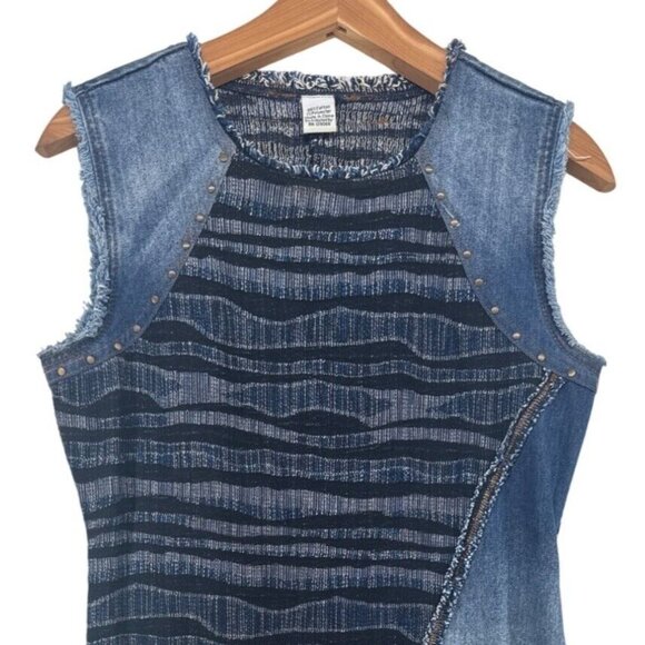Desigual Dress Unique Denim Patchwork Embroidery Sleeveless Size M L - Picture 2 of 7